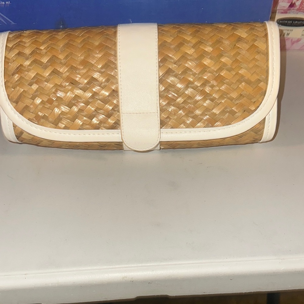 Woven Tan and Cream Clutch